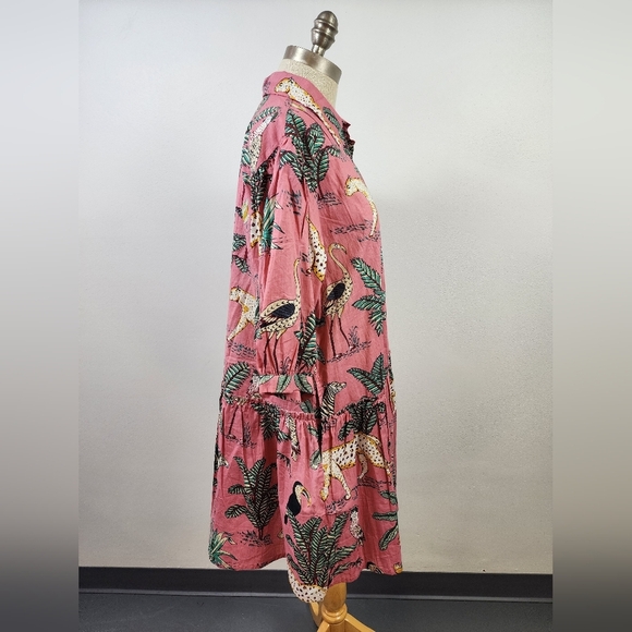 Fox & Hen Pink Animal & Leaf Print Dress Size XLarge - Picture 14 of 16